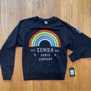 NEW Zumba Dance Rainbow Bold Black Sweatshirt Size Small NWT